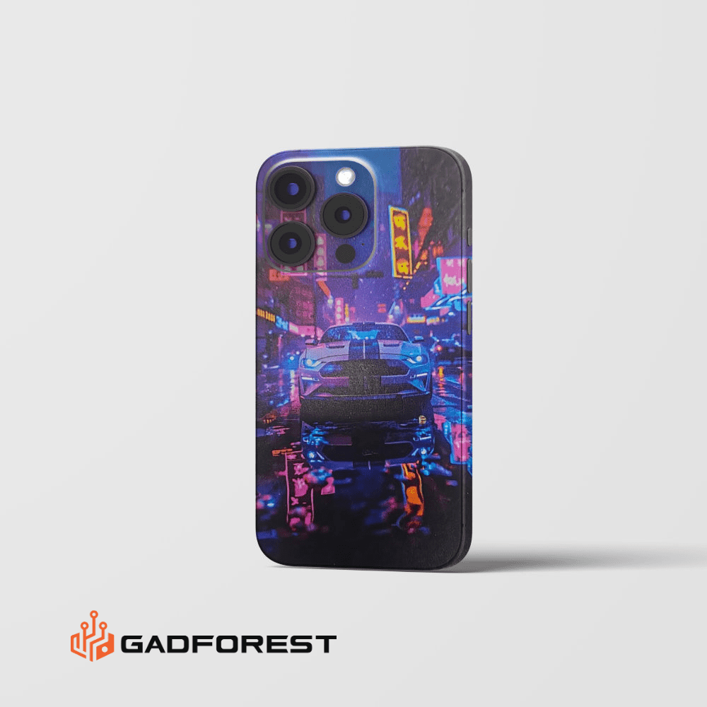 Neon Night Mustang 3D Embossed Wrap - Gadforest