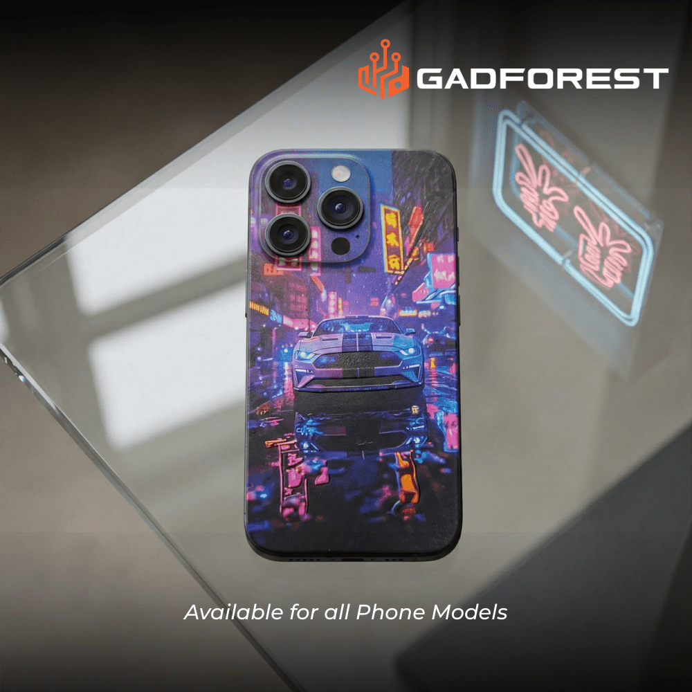 Neon Night Mustang 3D Embossed Wrap - Gadforest